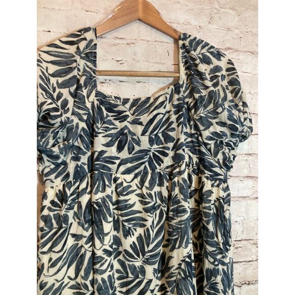 Sophie & Hailee Midi Dress Womens Large Midnight Blue Palm Tree Tropical Print - Picture 6 of 16
